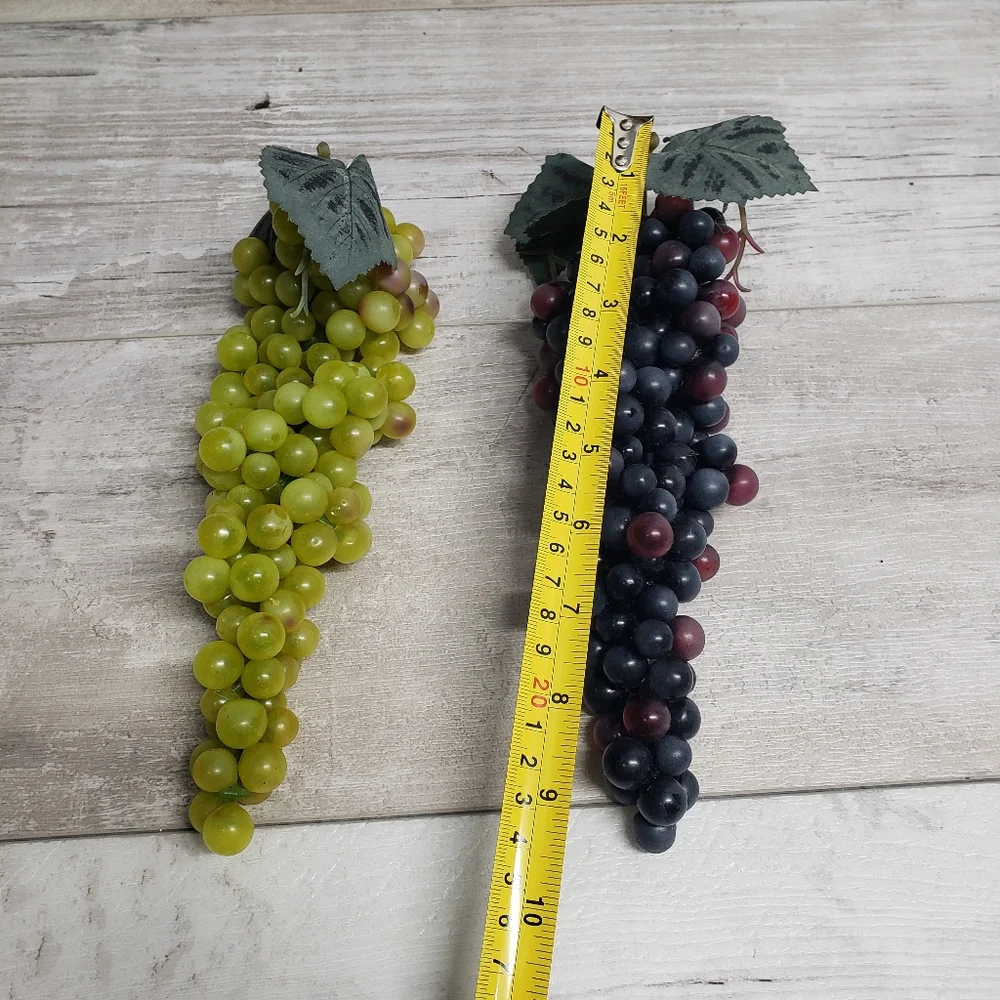 Lot 2 Realistic Artificial Faux Decorative Grapes Clusters Plastic Rubber Fruit